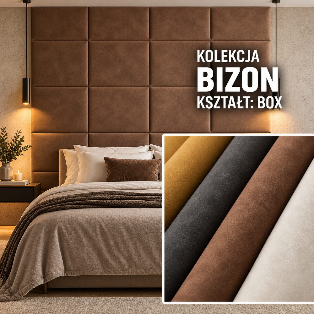 Panel tapicerowany Box w tkaninie Bizon
