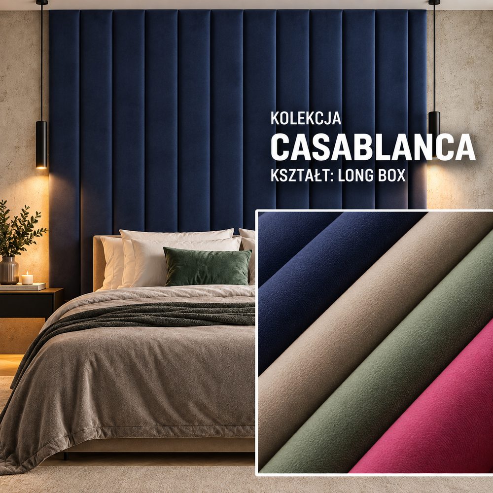 Panel tapicerowany Long Box w tkaninie Casablanca