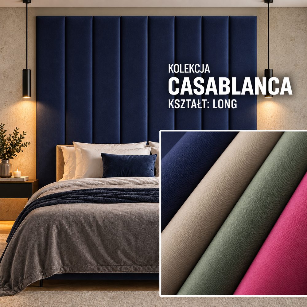 Panel tapicerowany Long w tkaninie Casablanca