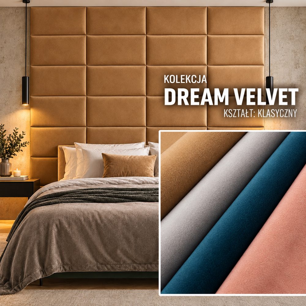 Panel tapicerowany Klasyczny w tkaninie Dream Velvet