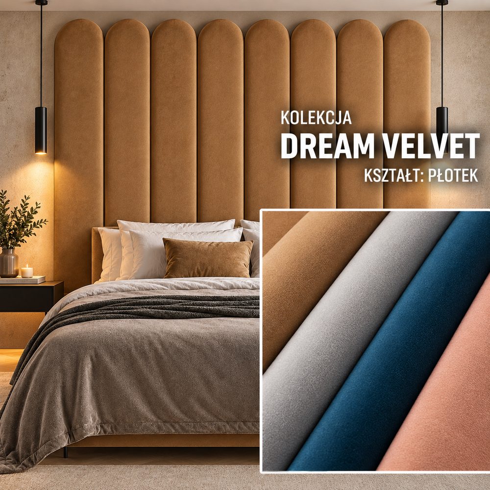 Panel tapicerowany Płotek w tkaninie Dream Velvet