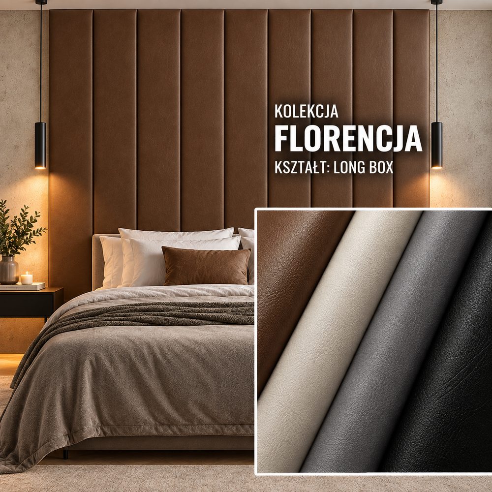 Panel tapicerowany Long Box w tkaninie Florencja