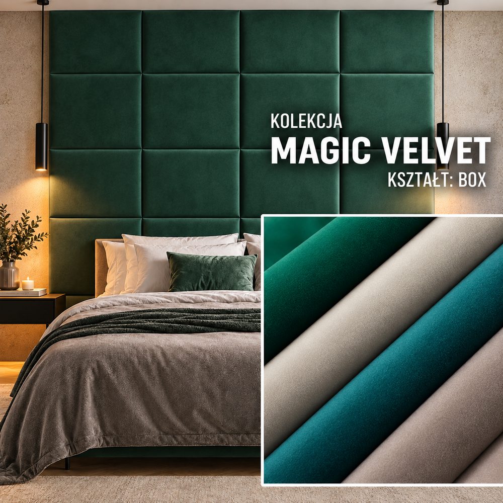 Panel tapicerowany Box w tkaninie Magic Velvet