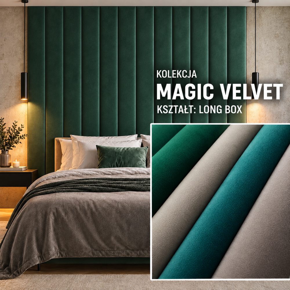 Panel tapicerowany Long Box w tkaninie Magic Velvet