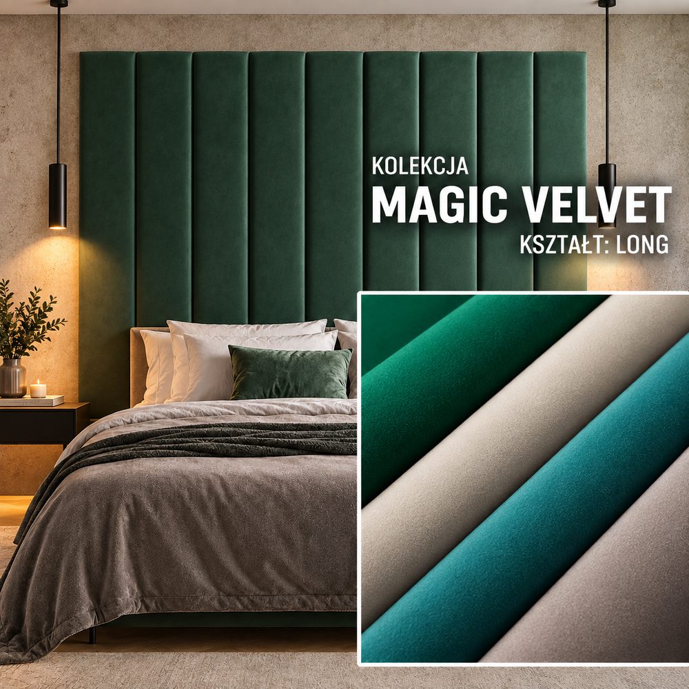 Panel tapicerowany Long w tkaninie Magic Velvet
