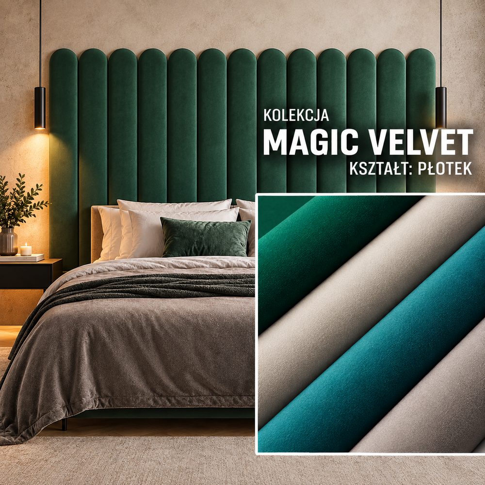 Panel tapicerowany Płotek w tkaninie Magic Velvet