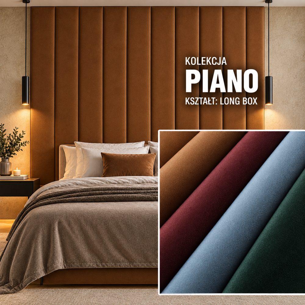 Panel tapicerowany Long Box w tkaninie Piano