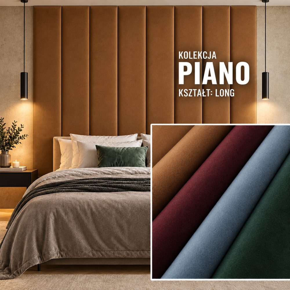Panel tapicerowany Long w tkaninie Piano