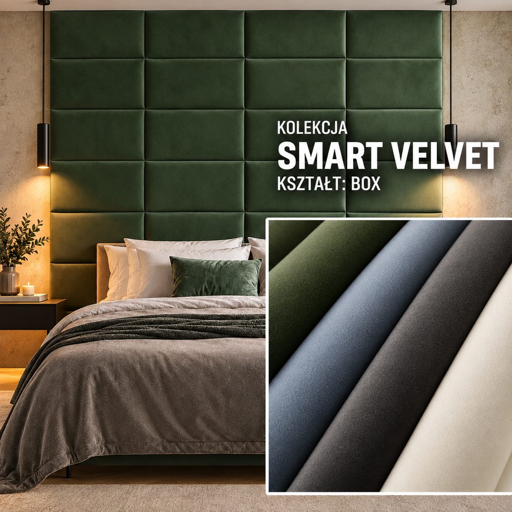 Panel tapicerowany Box w tkaninie Smart Velvet