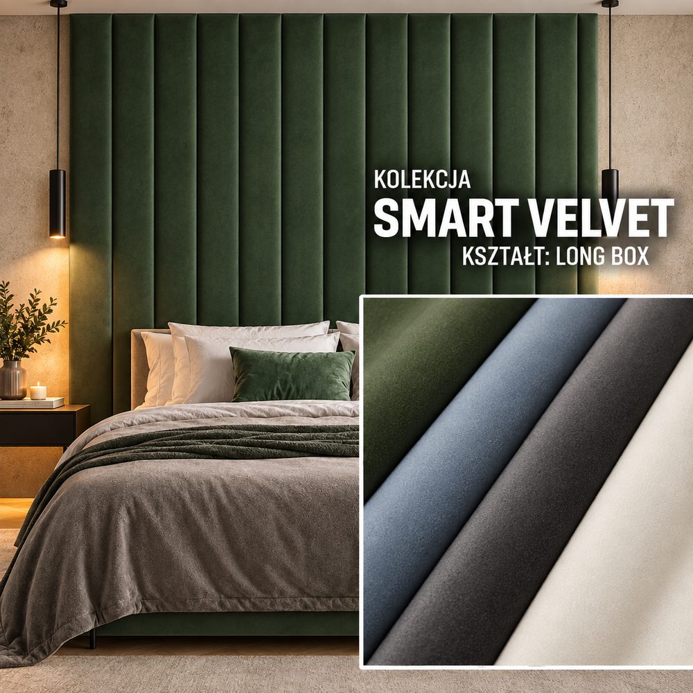 Panel tapicerowany Long Box w tkaninie Smart Velvet