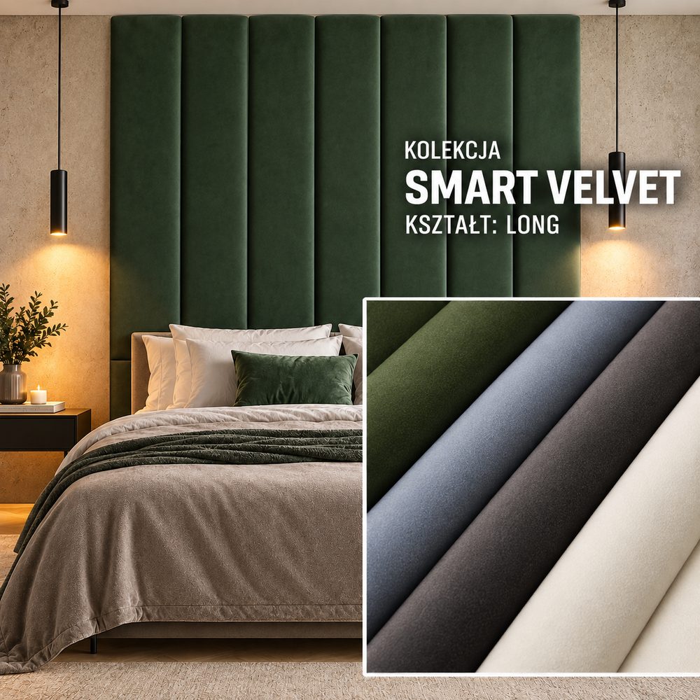 Panel tapicerowany Long w tkaninie Smart Velvet