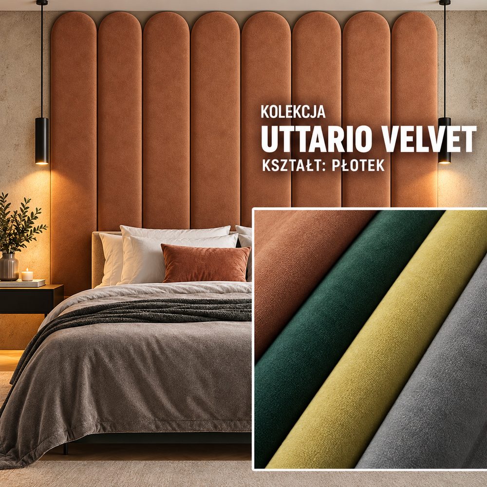 Panel tapicerowany Płotek w tkaninie Uttario Velvet