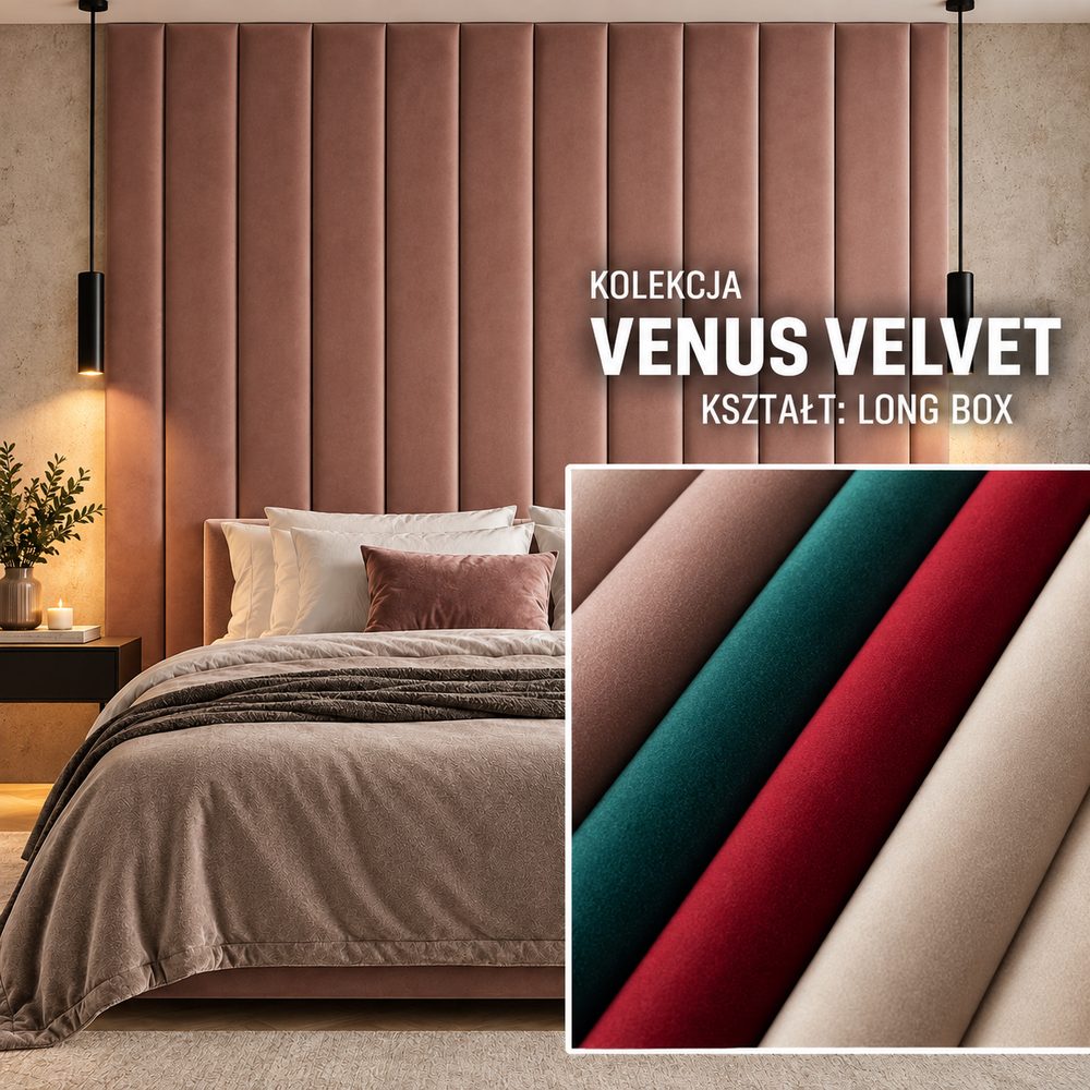 Panel tapicerowany Long Box w tkaninie Venus Velvet