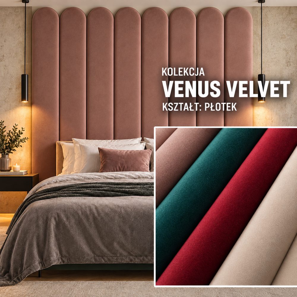 Panel tapicerowany Płotek w tkaninie Venus Velvet