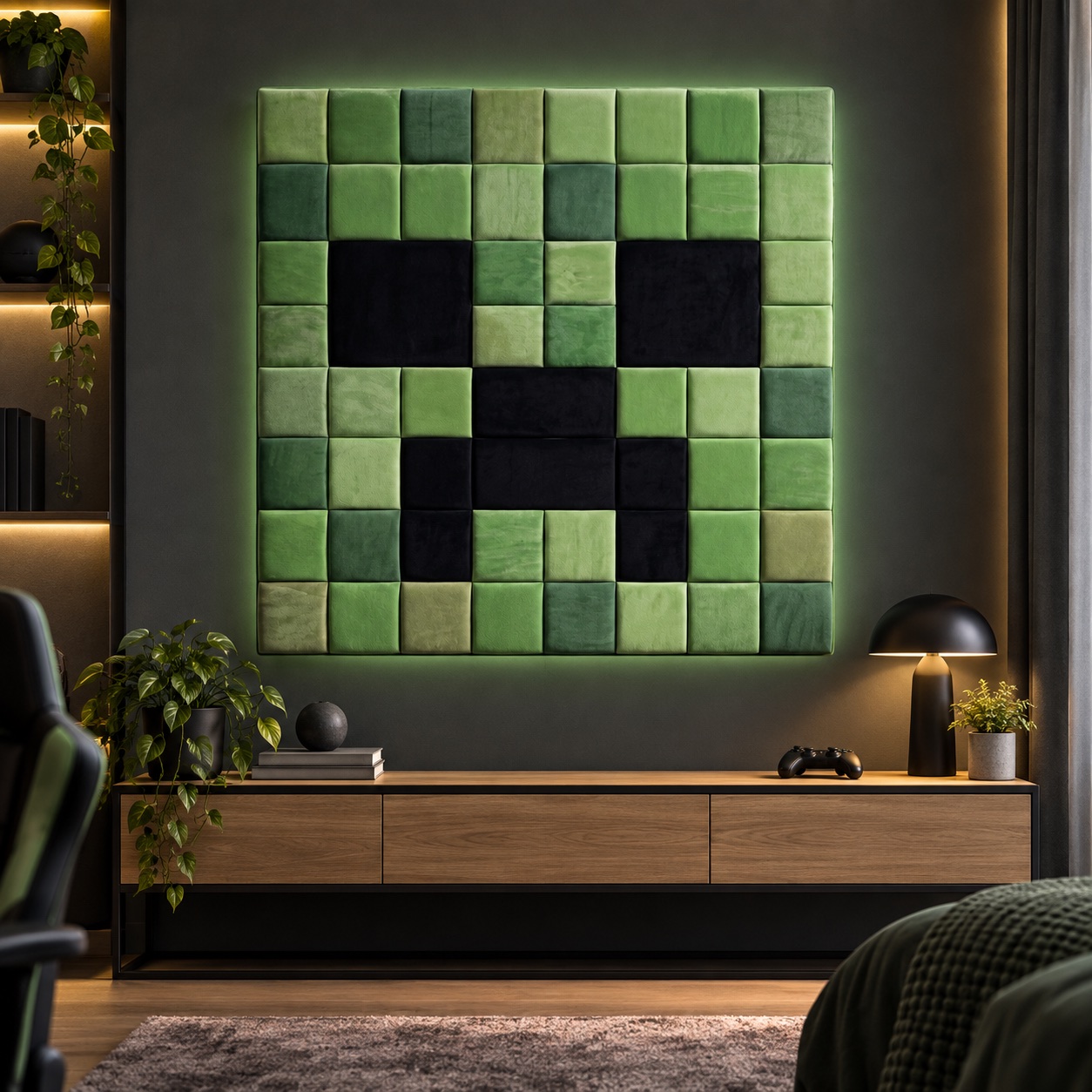 Zestaw paneli tapicerowanych Pixel Art – Zielony Gamer